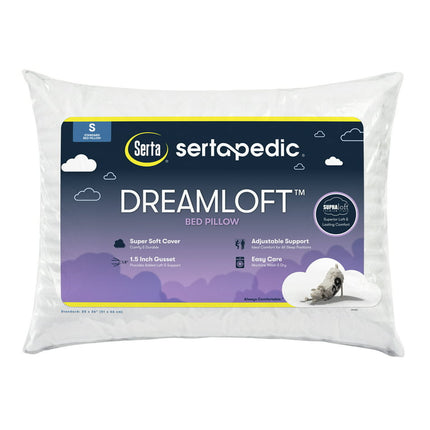 SertaPedic Dreamloft Bed Pillow, Polyester Fill, All Ages, Standard Size (20"x26")