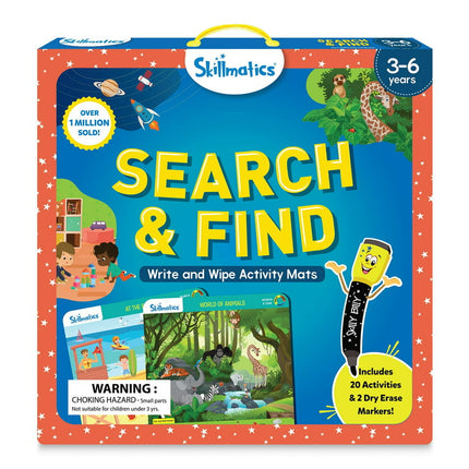 Skillmatics Educational Learning Activity - Search and Find, 20 Reusable Mats, 2 Dry Erase Markers, Ages 3-6