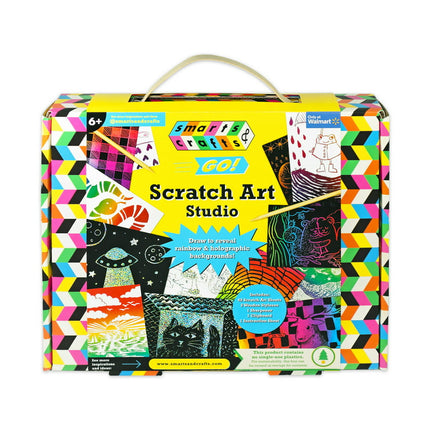 Smarts & Crafts Go: Scratch Art Studio, Gender Neutral Kids Activity Kit, 53 Pieces