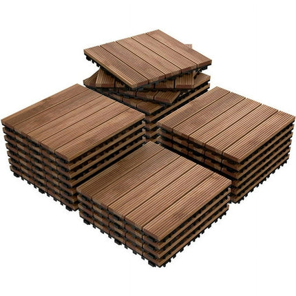 SmileMart Indoor & Outdoor Wood Flooring 12" x 12" Tiles for Patio, 27 Pieces, Brown