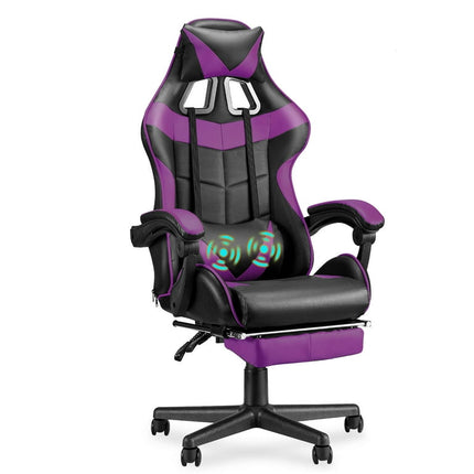 Soontrans Gaming Chair office chair with footrest, Computer Chair with Massage Lumber Pillow, High Back Ergonomic Gamer Chairs, Swivel Game Desk Chair, Purple