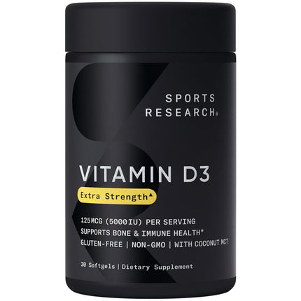 Sports Research Vitamin D3 5000iu/125mcg W/ Coconut Oil, 30 count