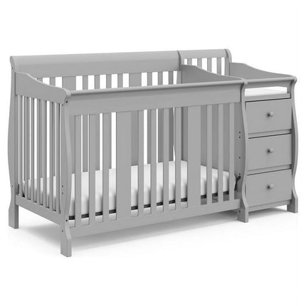 Storkcraft Portofino 5-in-1 Convertible Baby Crib and Changer, Pebble Gray