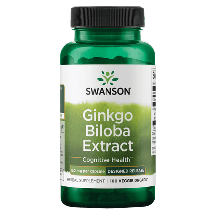 Swanson Standardized Ginkgo Biloba Extract Vegetable Capsules, 120 mg, 100 Count