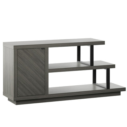 TV Stand for TVs up to 55” with Asymmetrical Shelves in Crete Oak