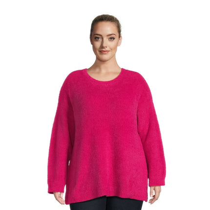 Terra & Sky Women's Plus Size Eyelash Knit Pullover Sweater, Midweight
