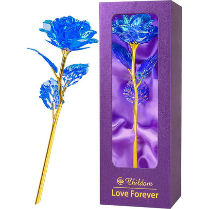 Thanksgiving Colorful Blue Rose Gift Box - Artificial Flower For Propose Wedding, Engagement, Valentine's Day, Mother's Day and Christmas Gift for Women