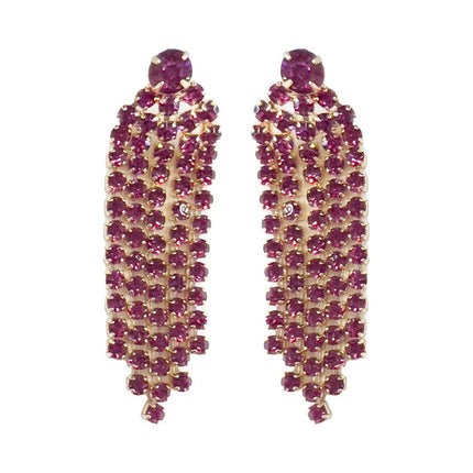 Time and Tru Adult Ladies Wine Stone Tassel Drop Earring, 1 pack, Single Pair Earring