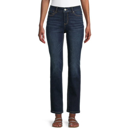 Time and Tru Women’s Mid Rise Straight Jeans, 29" Inseam for Regular, Sizes 2-18