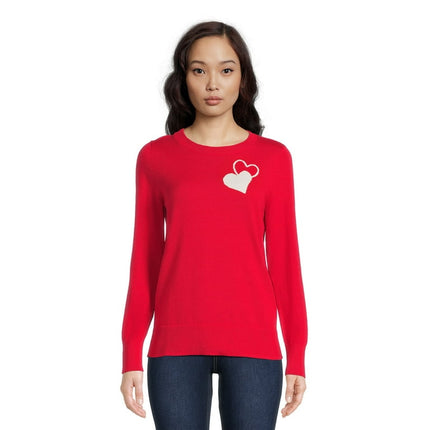 Time and Tru Women's Print Crew Neck Sweater, Midweight, Sizes XS-XXXL