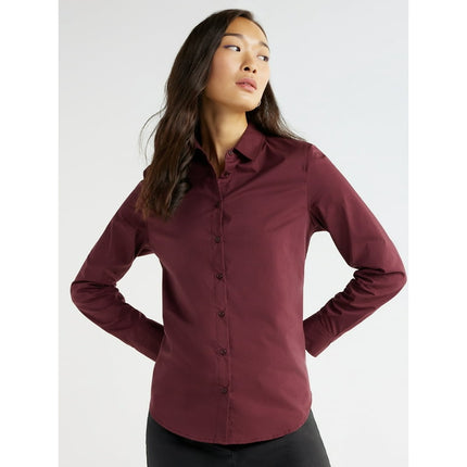 Time and Tru Women's Woven Button Down Shirt, Sizes S-XXXL