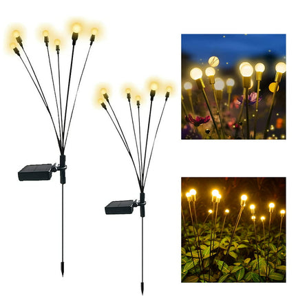 Tomshine 2pcs Outdoor Solar Lights, New Upgraded Solar Firefly Lights, Sway by Wind, Outdoor IP65 Waterproof Garden Lights for Patio Pathway Decoration, Warm White