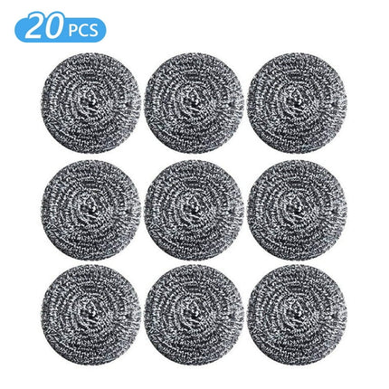 Tripumer 20 PCS Stainless Steel Sponges Scrubbers Scourer Steel Wool Scrubber Cleaning Ball Utensil for Pot Pan Dish Wash Cleaning for Removing Rust Dirty Cookware Cleaner