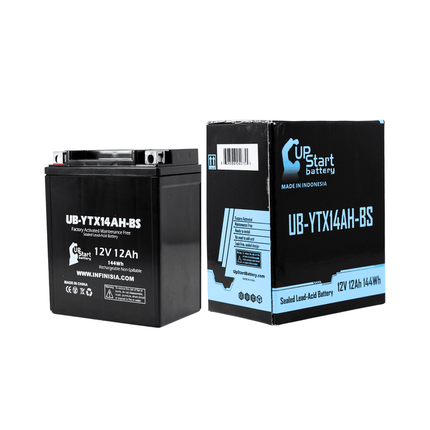 UB-YTX14AH-BS Battery Replacement for 2002 Polaris All Models (Excl. Predator, Sportsman) 500 CC ATV - Factory Activated, Maintenance Free, Motorcycle Battery - 12V, 12AH, UpStart Battery Brand
