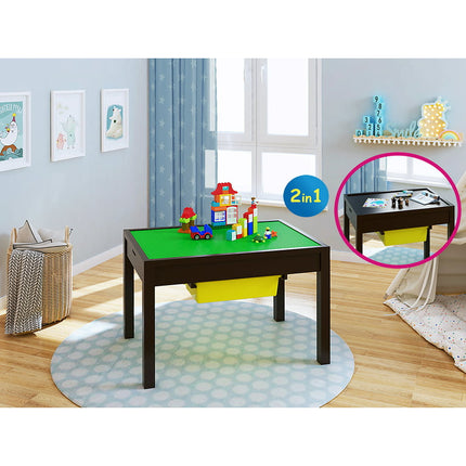 UTEX Large 2 in 1 Kid Activity Table with Storage for Older Kids, Play Table for Kids, Boys, Girls, Espresso