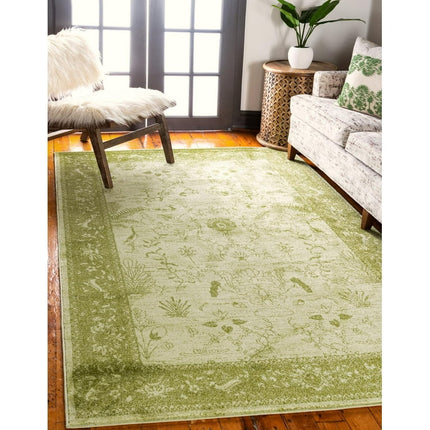 Unique Loom Floral La Jolla Rug , 7' 1" x 10' 0" ,Light Green
