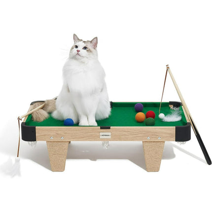 VETRESKA Cat Toys Cat Pool Table Toy Wand Toy with Sisal Rope Scratching Post Activity Center Green