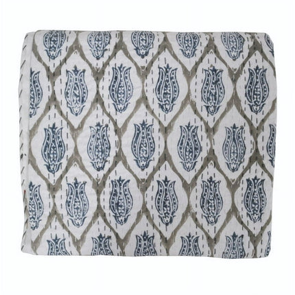 Vintage Kantha Quilt Hand Block Print Kantha Throw Indian Blanket Bedspread Kantha Bed Cover Bohemian Quilt Twin Size