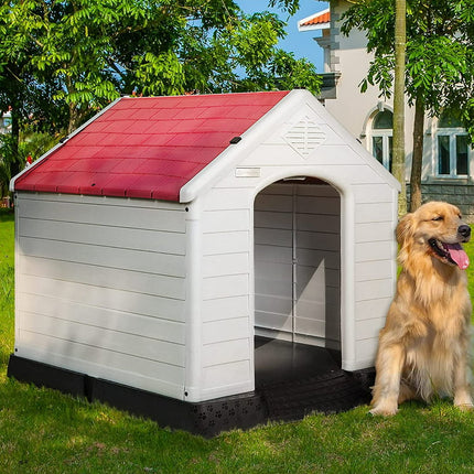 Vitesse Plastic Dog House Outdoor Indoor for Small Medium Larige Dogss with Elevated Floor and Air Vents