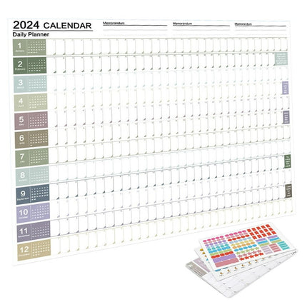 Wall Hanging Calendar 2024 Annual Poster for Classroom Office Special Events Style A