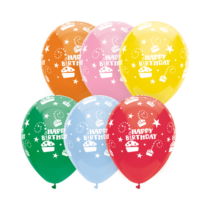 Way to Celebrate 12" Assorted Happy Birthday Latex Balloons, 8 Count Bag