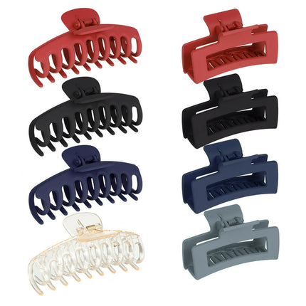 Yaoping 8 PCS Strong Hold Hair Claw Clips, 2 Styles Nonslip Medium Large Jaw Clip for Women and Girls, 4 Square Matte and 4 Bright Acrylic Hair Clamps for Thick Thin Fine Long Hair(8PCS - 1)