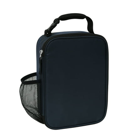 Your Zone Reusable & Insulated Lunch Bag With Handle and Side Mesh Bottle Pocket, Navy Blue