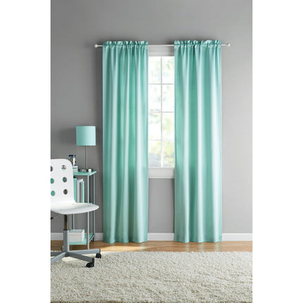 Your Zone Solid Color Room Darkening Rod Pocket Curatin Panel Pair, Set of 2, Mint, 30 x 63