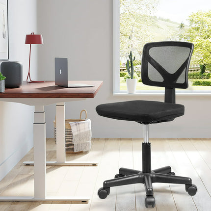 Yoyomax Armless Mesh Desk Chair, Low Back Ergonomic Home Office Task Chair Rolling Swivel for Small Spaces, Height Adjustable, Black