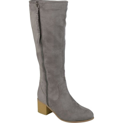 Women's Journee Collection Sanora Knee High Boot Grey Faux Suede 6 M