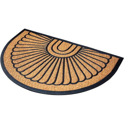 HElectQRIN 24 x 36 Half Round Natural Coir and Rubber Doormat - Natural Fibers - Outdoor Doormat - Keeps Your Floors Clean - Decorative Design - Brush Coir