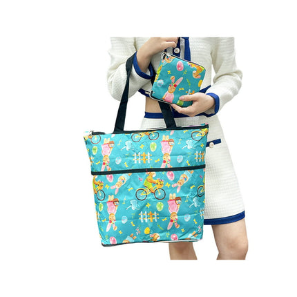 Ritualay Ladies Handbag Large Capacity Shopping Bags Shoulder Cartoon Grocery Tote Bag Eco-Friendly Women Oxford Top Handle Waterproof Designer Bicycle Rabbit Large