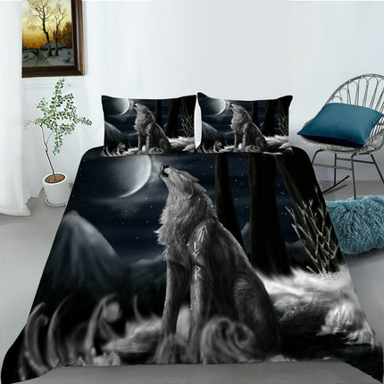 Home Textiles Wolf Printed Quilt Cover Bedding Cover Set Luxury Bedroom Decor,California King (98"x104")