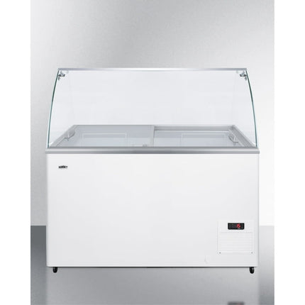 Ice cream chest freezer with glass sneeze guard (ships unassembled)