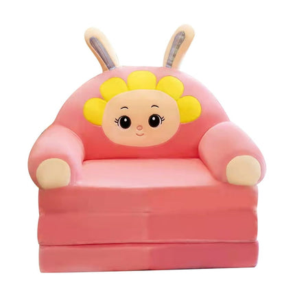 iOPQO Cushion Plush Foldable Kids Sofa Backrest Armchair 2 In 1 Foldable Children Sofa Cute Cartoon Lazy Sofa Children Flip Open Sofa Bed For Living Room Bedroom Without Liner Filler plush seat D