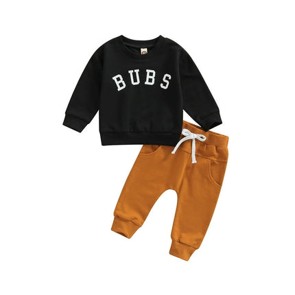 jaweiwi Infant Toddler Baby Boy Fall Winter Outfits Letter Pullover Sweatshirt Long Sleeve T-Shirt Tops Pants Sweatsuit Clothes Set,Size 0 6 12 18 24 M 3 Years