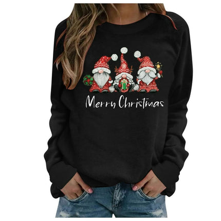 jsaierl Womens Christmas Sweatshirts Long Sleeve Gnomes Graphic Top Funny Crewneck Sweatshirt Graphic Pullover for Women Fashion 2022