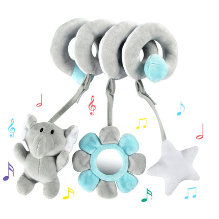 vocheer Baby Car Seat Toy, Plush Hanging Spiral Activity Toy for Stroller crib, Elephant