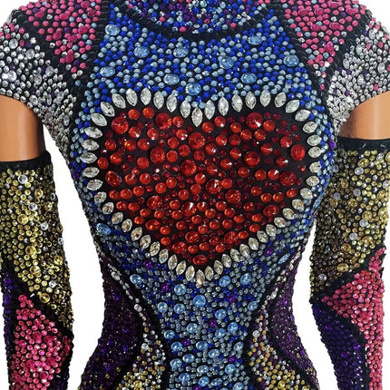 Rhinestone Women's Hand Made Body Suit