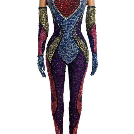 Rhinestone Women's Hand Made Body Suit