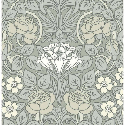 NextWall Alloy Grey Vintage Rose Peel and Stick Wallpaper