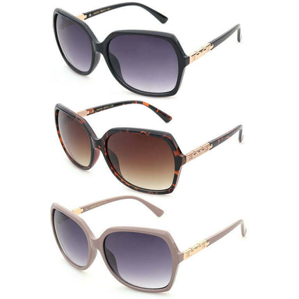 3 Pack Oversized Square Plastic Frame Fashion Sunglasses for Women