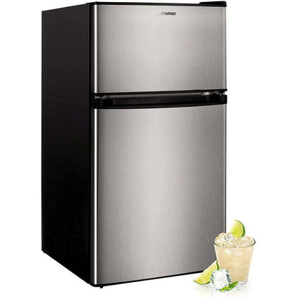 Upstreman 3.2 Cu.ft Mini Fridge with Freezer, Double Door Mini Refrigerator