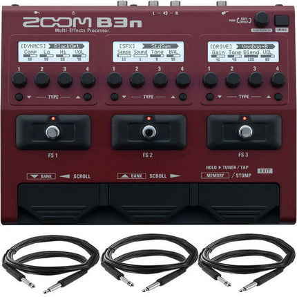 Zoom B3n Multi-Effects Processor for Bassists with Pig Hog Cable Accessory Kit