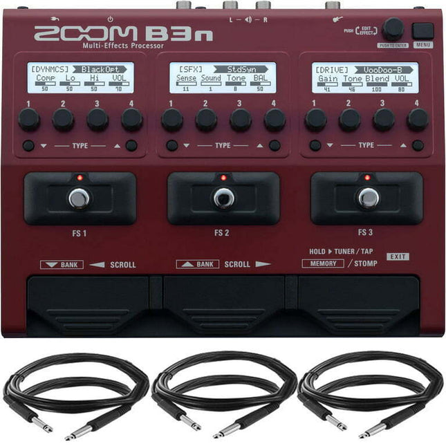 Zoom B3n Multi-Effects Processor for Bassists with Pig Hog Cable Accessory Kit