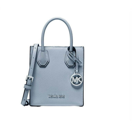 Michael Kors Mercer Extra-Small Pebbled Leather Crossbody Bag (PALE BLUE)