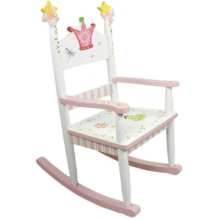 Fantasy Fields Kids Princess and Frog Wood Finish Indoor Rocking Chair Pink
