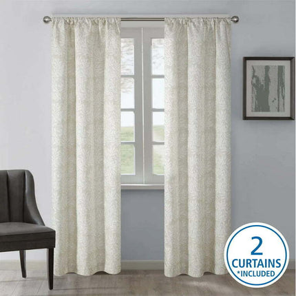 Mainstays Room Darkening Jacquard Panel Pair Curtain, 37" x 84", Beige