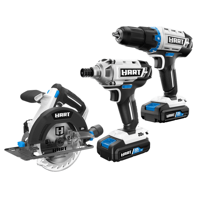 HART 20-Volt 3-Tool Combo Kit (2) 2.0Ah Lithium-Ion Batteries