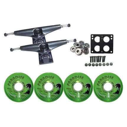 LONGBOARD Trucks/Wheels/Bearings BLACK 6.0 + BIGFOOT 65MM ISLANDERS GREEN
